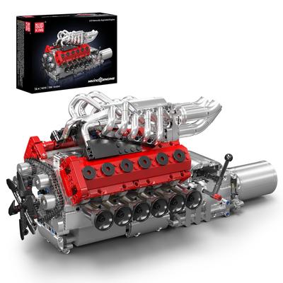 Mould King 10210 Stavebnice modelu motoru V12 s pohyblivými písty, klikovou hřídelí a vačkovou hřídelí, velký motor a krabice, Stavebnice (Více než 1 366 dílků)