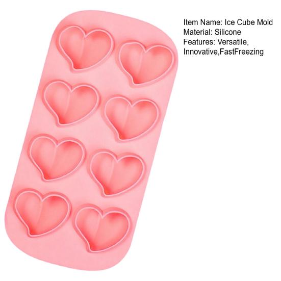 Ice Cube Mold Love Shape Silicone 8-Cavity Ice Cube Tray for Chocolates Jelly Puddings Cake Decorations Romantic Ice Cube Maker