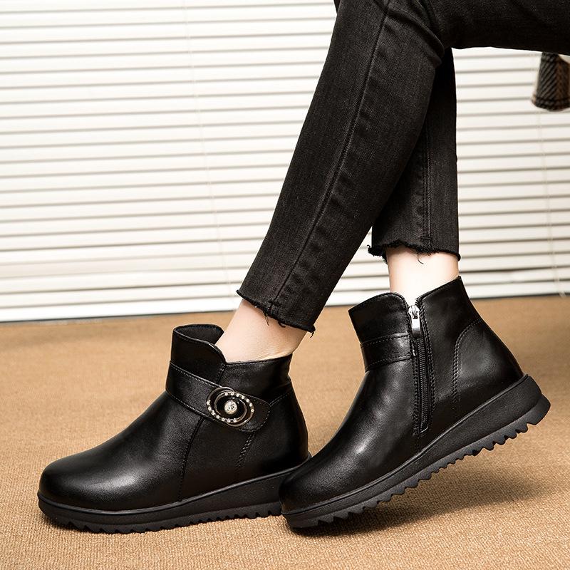 Winter leather velvet warm cotton shoes casual outdoor snow boots cotton shoes