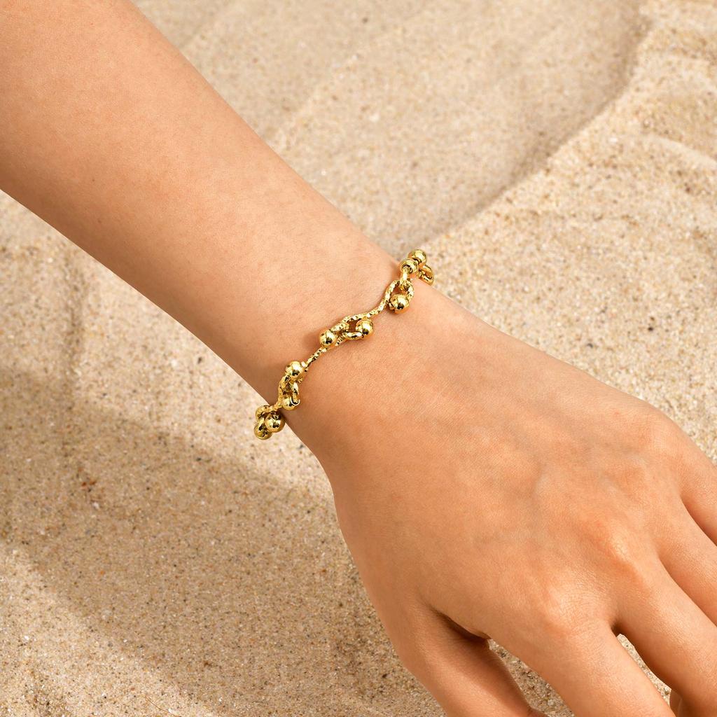 Women's Chunky Handmade Chain Bracelet,Gold Color Stainless Steel Bracelets for Girls,Trendy Punk Jewelry Accessories Gift