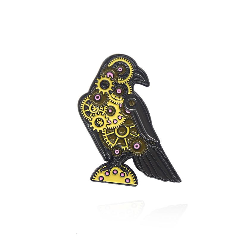 Trendy Alloy Brooch: Mechanical Bird Gear Robot with Hat Design