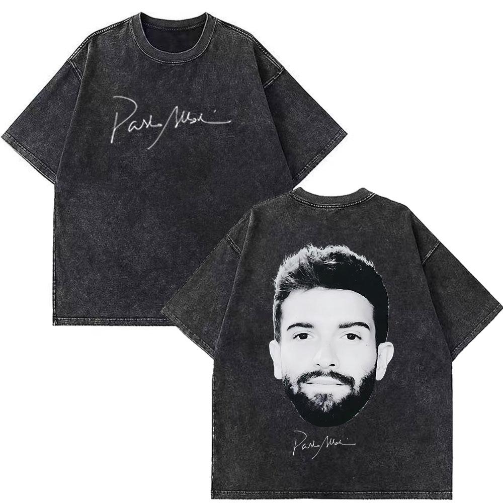Singer Pablo Alborn Global Tour Kmo Print Vintage Washed T Shirt Unisex Women Fashion Tshirts Summer Loose Casual T Shirts