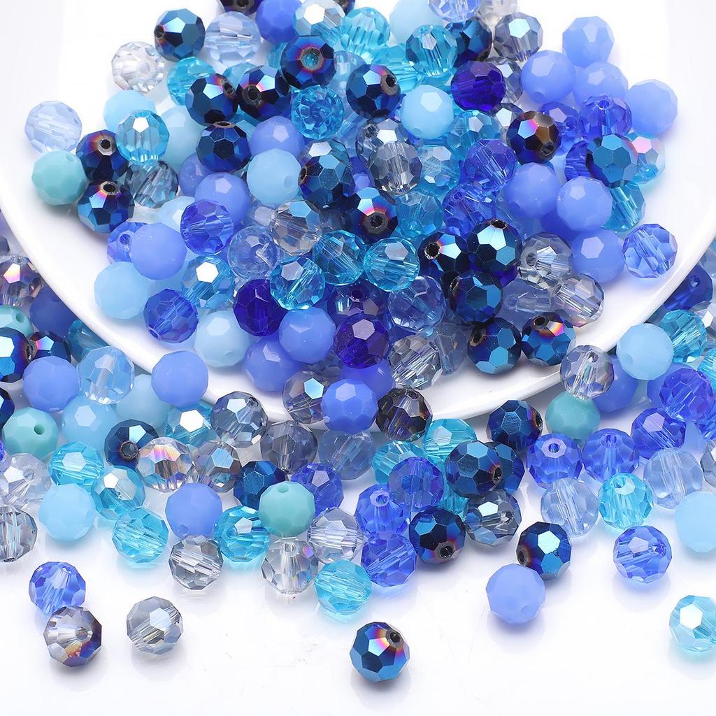 32 Colorful Crystal Glass Football Beads for DIY Jewelry and Phone Chains
