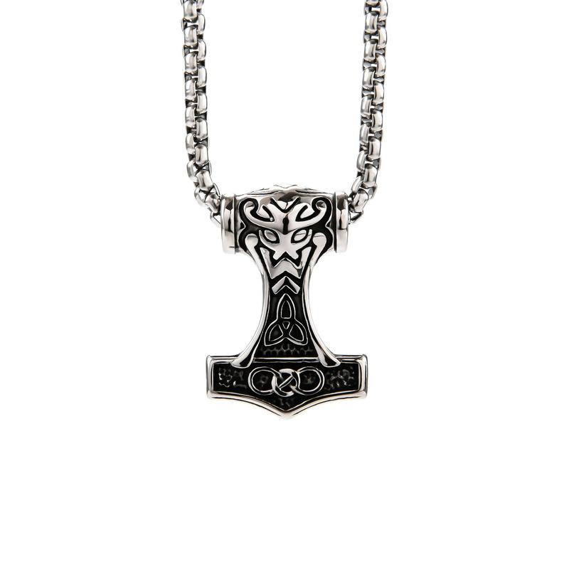Viking Thor Hammer Pendant Necklace for Men Fashion Gold/Silver Color Stainless Steel Necklace Viking Amulet Jewelry Never Fade
