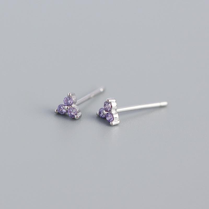 925 Silver Inlaid Crystal Geometric Clover Stud Earrings Light Luxury Mature Glamour Women Jewelry Accessories