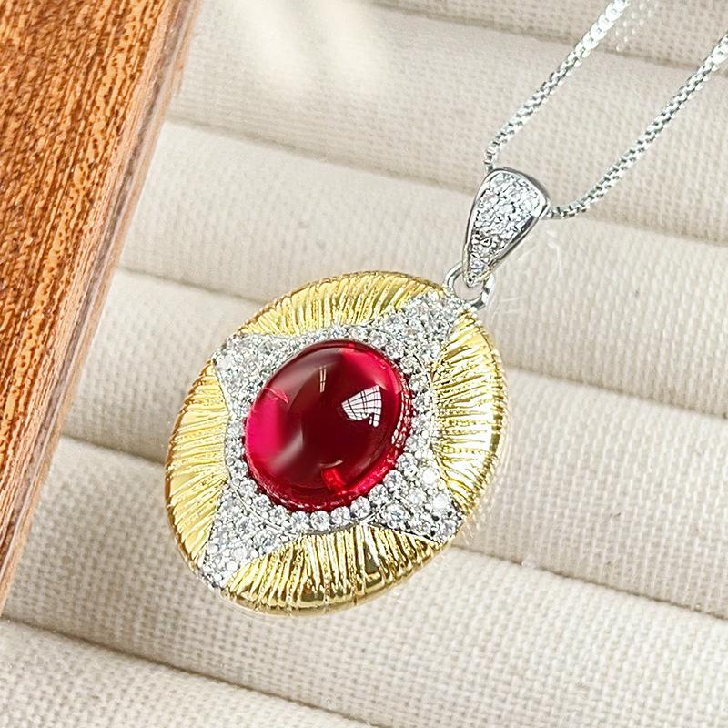 Jewelry European Simulation Corundum Green Chalcedony Retro Set Main 10 * 12