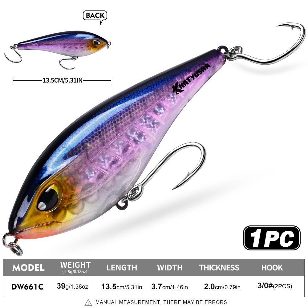 Integrated Steel Wire Tuna Pencil Lure - 16cm/13.5cm Saltwater VIB with Single Hook