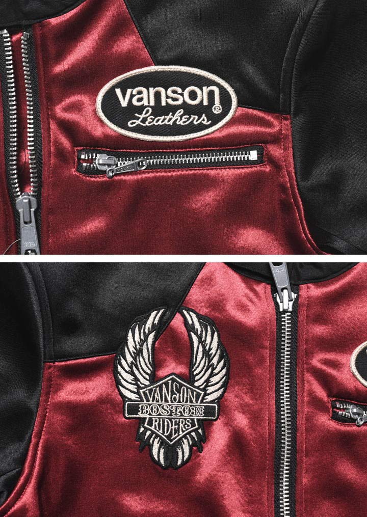 by our Riders Flying Fire Skull Embroidery Patch Bonding Riders Jacket Wine Red x [Banson] [Custom-ordered store] & JFV-901-WINERED-BLACK (XXL, Black)