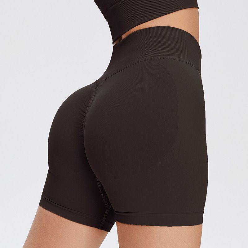 

Fashion Seamless Three-Point Fitness Shorts Women s High Waist Hip Lifting Sport Tight Quick-Drying High Elastic Peach Hip Yoga Shorts Phantom Black L
