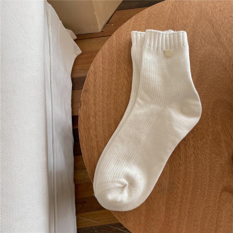 

Женские весенне-летние повседневные однотонные дышащие хлопковые носки 1 pair белый