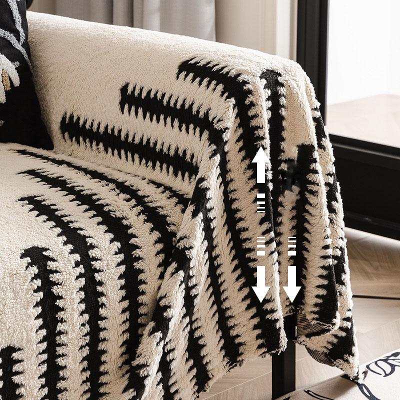 High-End Fishbone Patterned Plush Sofa Towel Anti-Slip Protection Couch Covers For Living Room Anti-Scratch Furniture Slipcover