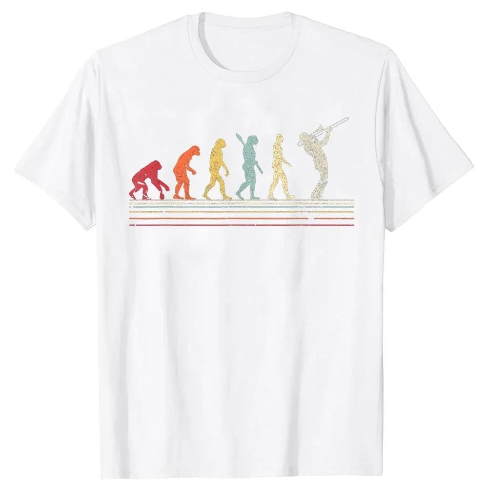 Retro Vintage Evolution Of Man Summer Graphic Cotton Streetwear Short Sleeve Music Gifts Tshirt Trombone T Shirt Mens Clothing