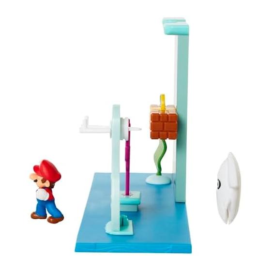 Sanei Boeki Super Mario Figure Collection Playset - Underwater Stage (FPS-006) with Cheep Cheep and Mario Figures, Features include popping coins and