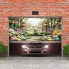 MERCHR Easter Garden Garage Door Backdrop 8 X 7 Ft, Spring Happy Easter Rabbit Colorful Eggs Bunny Garage Door Banner, Polyester, White