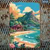 Vintage Metal Tin Sign Tropical Beach Bar Wall Decor