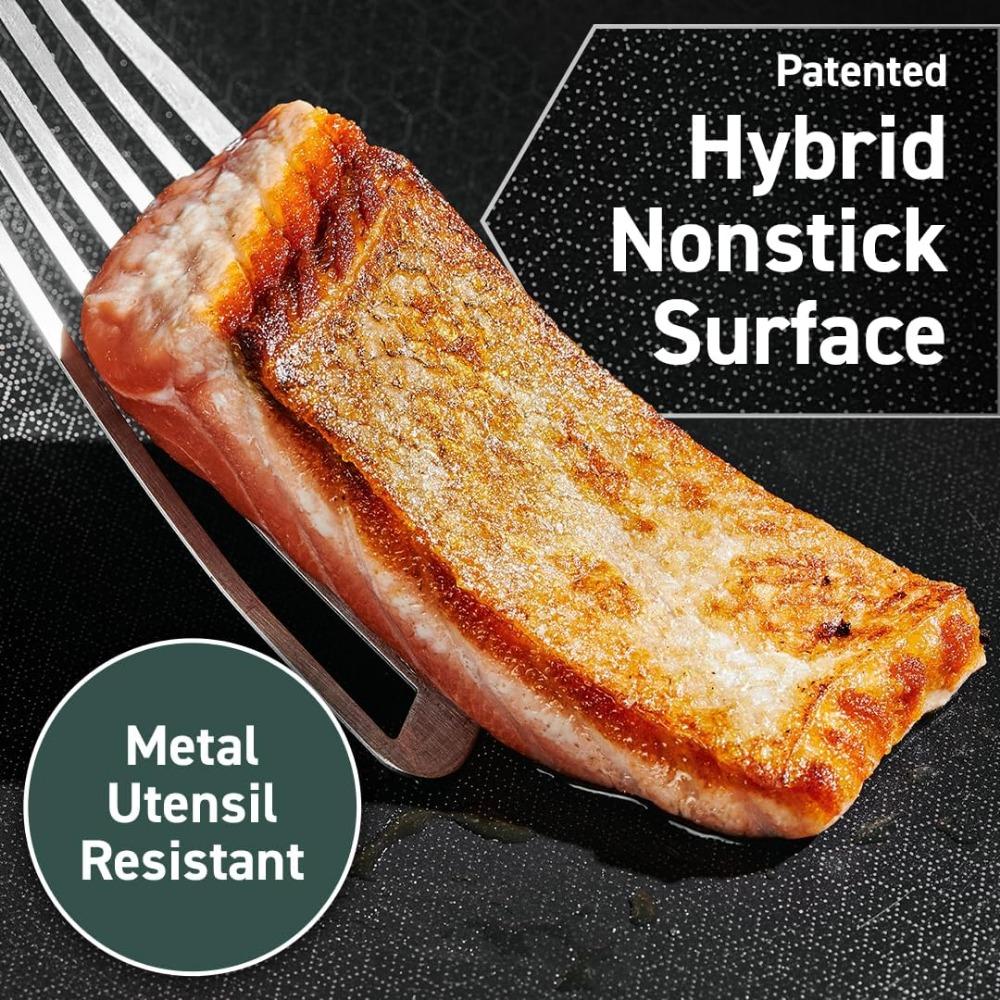 Nonstick Wok with Tempered Glass Lid Frying Pan Kitchen 12 Inch Honeycomb Structure Dishwasher-Friendly Healthy Cookware