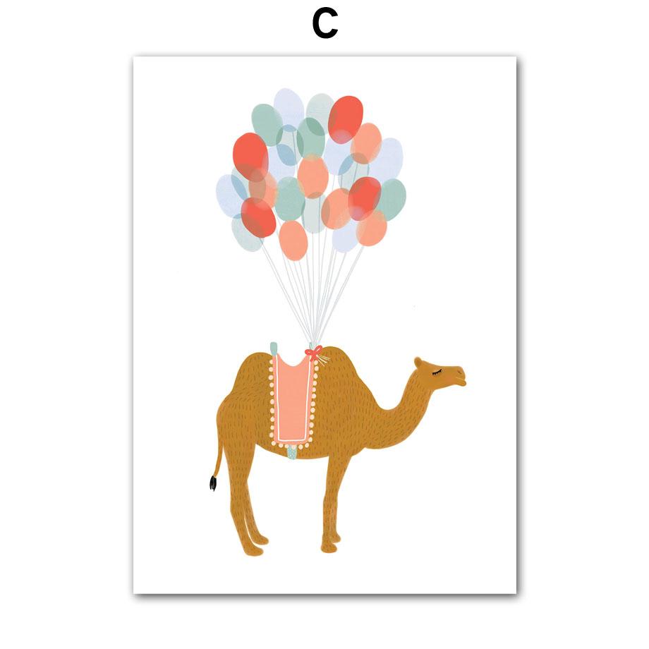 Leopard Bear Fox Rabbit Swan Nursery Nordic Poster Print Abstract  Animal Wall Art Canvas Painting Pictures Baby Kids Room Decor