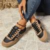 Large Size Retro Leopard Print Women's Autumn New Round Head Lace-up Versatile Casual Shoes
