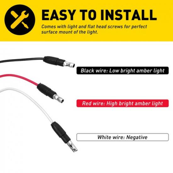 2PCS Universal Amber LED Watermelon Light Side Marker Turn Signal Light Lamp