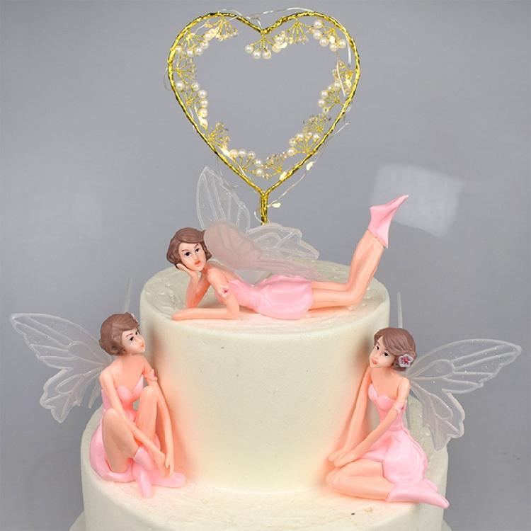 Romantic Fairies Figurines Angel Ornaments for Xmas Cake Topper Home Decor 3Pack