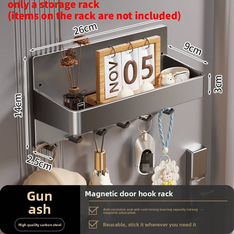 Magnetic Over Door Hook Rack With Antitheft Design For Entryway And Kitchen Storage