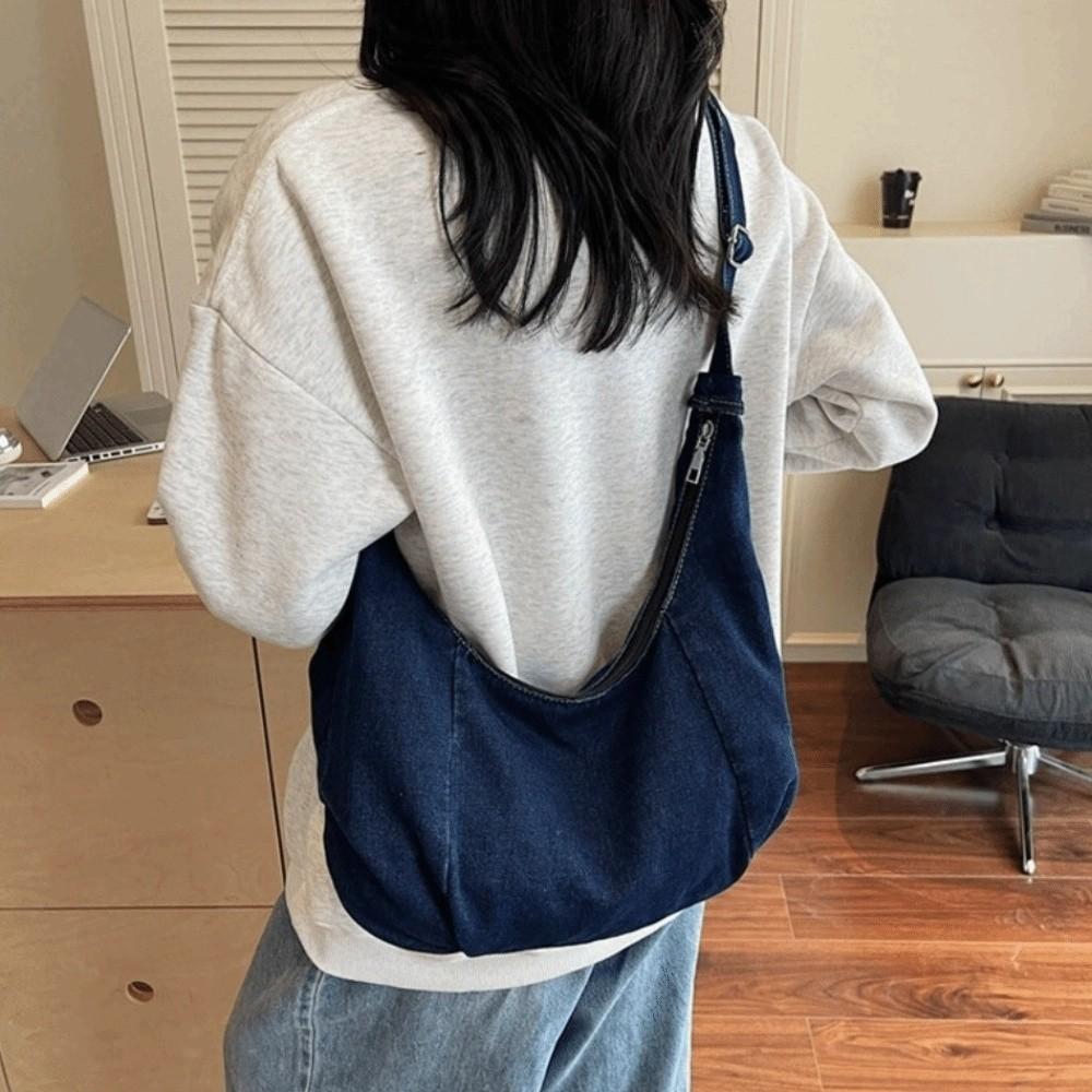 Versatile Denim Shoulder Bag Vintage Satchel Bags Fashion Hobo Sling Bag Unisex