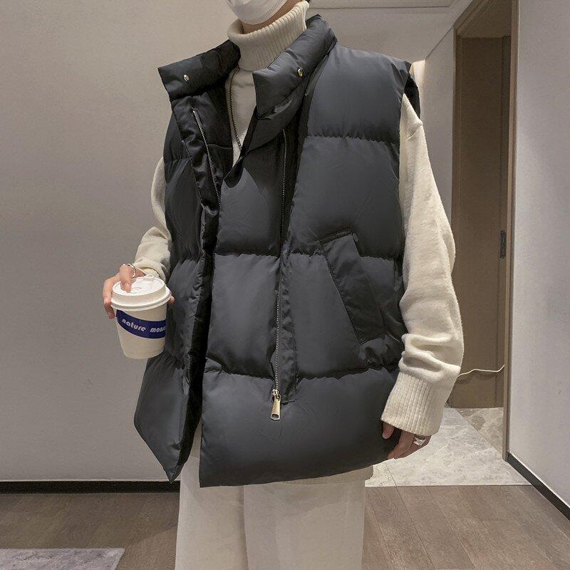 Herbst- und Winterweste aus Daunenbaumwolle für Herren, lockere ärmellose Weste mit Reißverschluss, vielseitige, schöne und modische, lässige, warme, dicke Weste für Herren