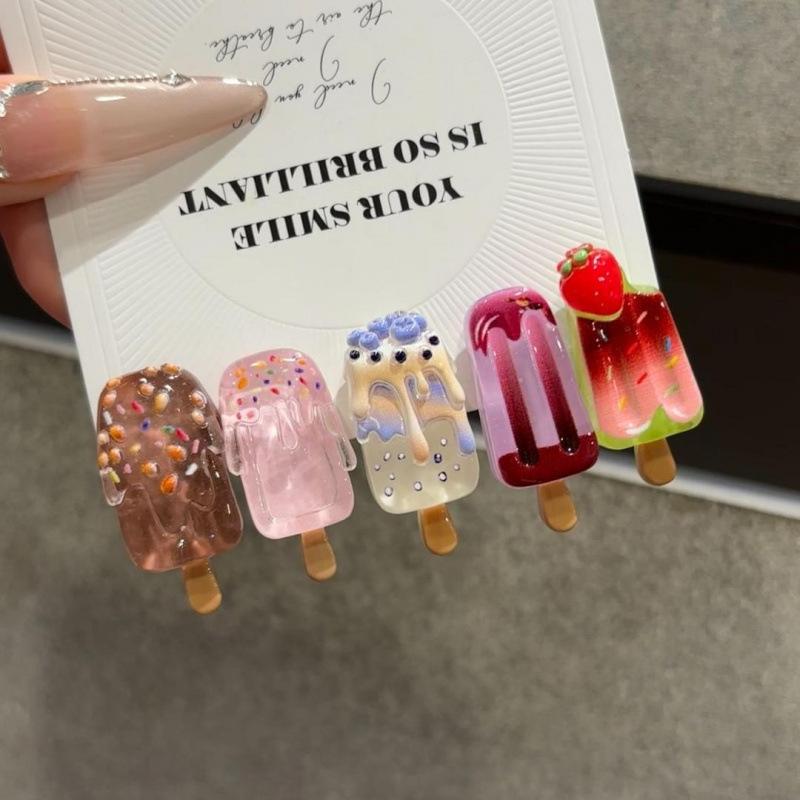 1/3/5/10Pcs Kawaii 3D Popsicle Hair Clips Cute Resin Ice Cream Hairpins Summer Sweet Bangs Clip Girls Hair Accessories
