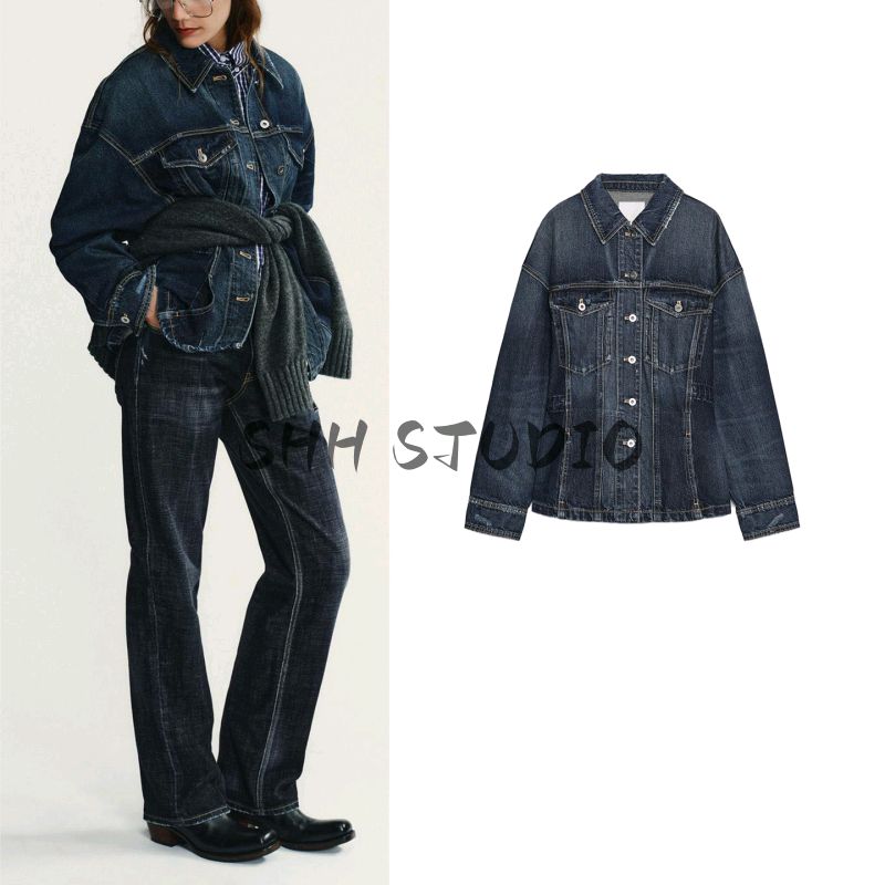 Fall New Women's Clothing British Style Stickers Pocket Decoration Metal Buttons Denim Lapel Jacket 5252277