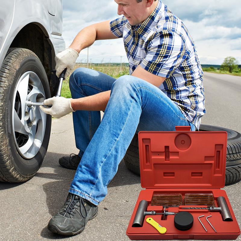 Tire Repair Kit Tire Kit Repair For Car 37Piece Portable Gear Puller Removal Accessories For Auto Truck Bike Mower Lawn Bicycles