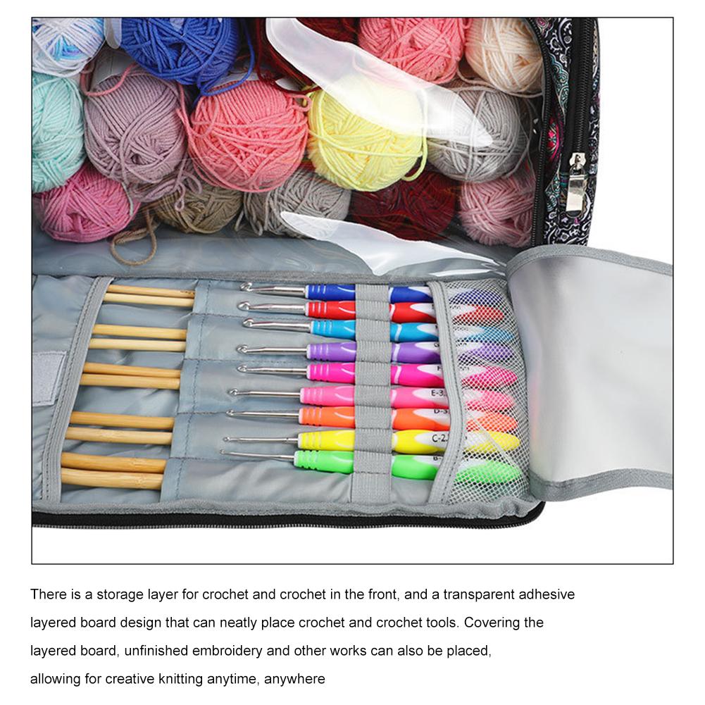 Knitting Yarn Organizer Multifunctional Crochet Yarn Tote Bag Oxford Cloth Knitting Project Storage Bag for Thread Sewing Tools