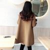 Women Fall Winter Trench Coat Double-breasted Thick Warm Vintage Woolen Mid Length