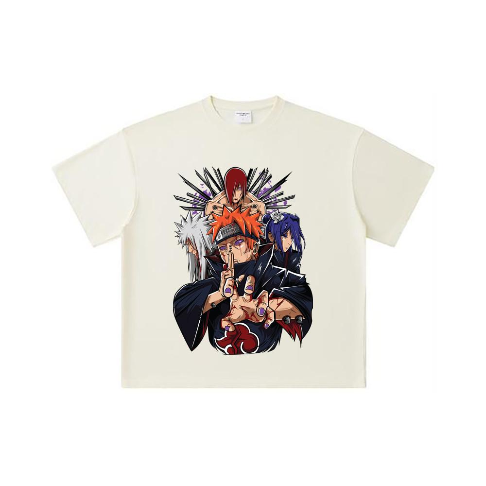 

260 GSM Double Yarn 32 Count 100% Cotton Naruto V10 Pain Print Unisex Heavy Cotton T Shirt S абрикосовый