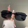 Rimless Rectangle Sunglasses Men Fashion Solid Color Outdoor Casual Sun Glasses Women  New Trendy Design Decor Shades