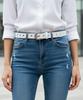 Pogseubagenwachi White Cowhide Genuine Belt Gunmetal Polished Buckle