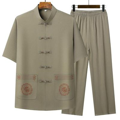 Tang Suit Men's Short-sleeved Father Summer Suit Chinese Style Suit Summer Spring and Autumn Long-sleeved Father