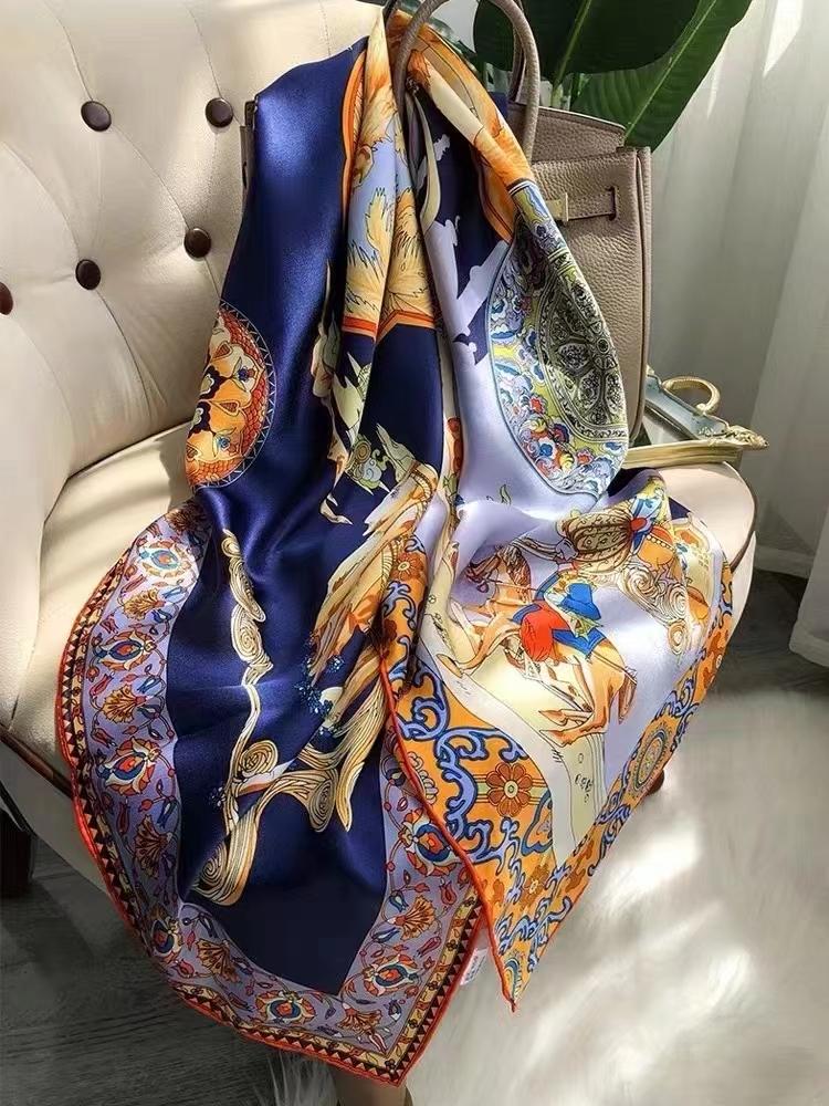 Bysifa|New Green Real Silk Scarf Femmes Foulard Fashion Luxury  100% Silk Scarves Shawls Fall Winter Long Scarves Hijabs