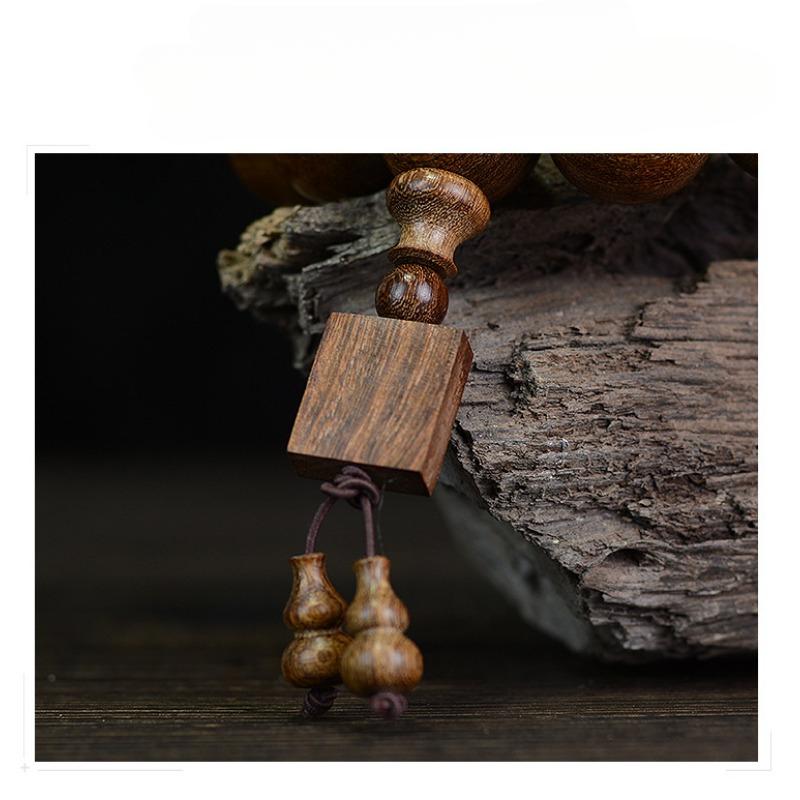Golden Silk Sandalwood Bracelet 2.0 Old Material Wooden Buddha Bead Bracelet for Men and Women Couples Jewelry Sandalwood Rosary Cultural Play Jewelry