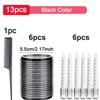 13pcs Black Self Grip Hair Rollers No Heat Hair Curlers Heatless Curls Hair Bangs Volume Self-adhesive Hook DIY Styling Tools