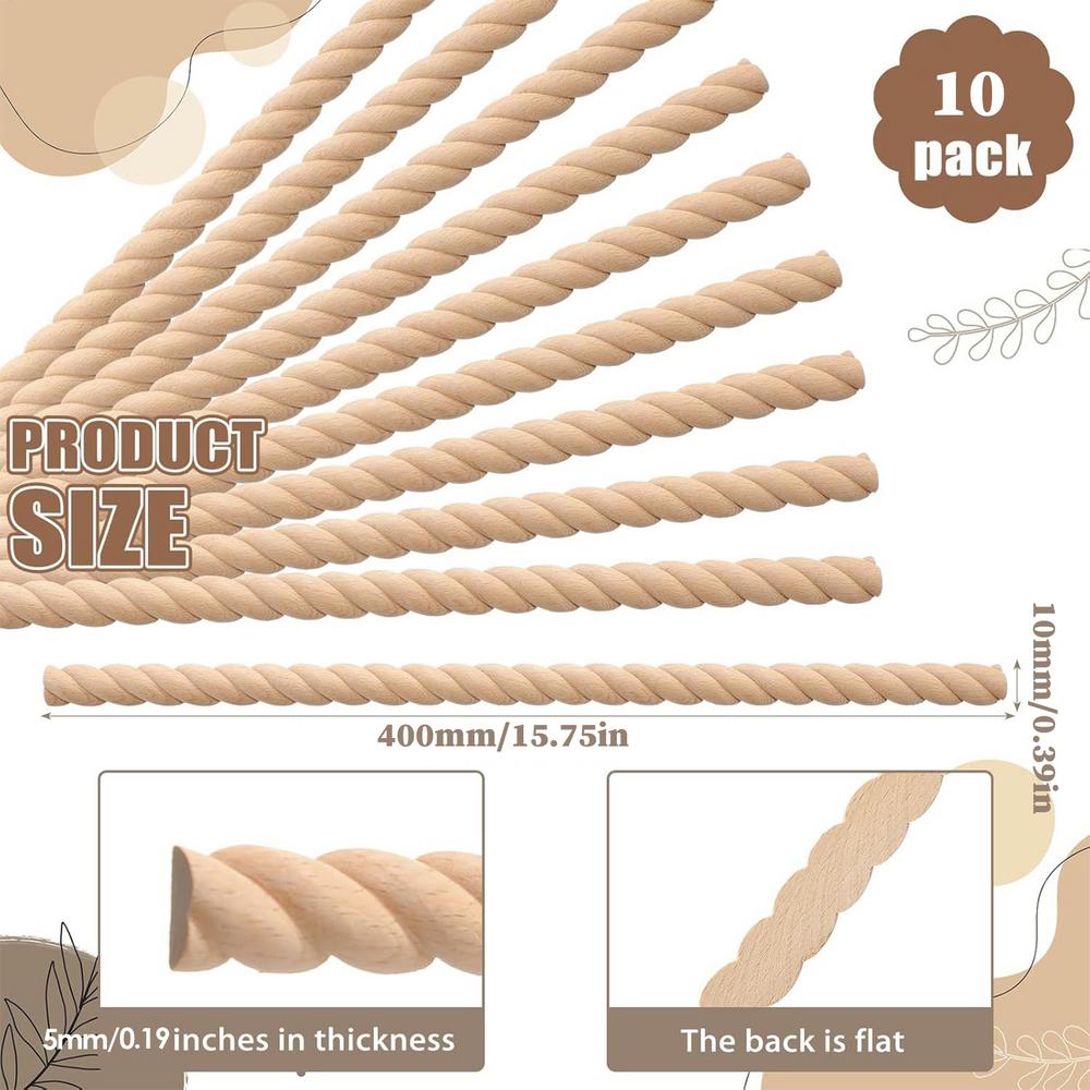 

10 Pcs Unfinished Wood Trim Molding Decorative Woodcraft Supplies for Cabinet Shelves Frame Decoration DIY Craft Board Projects