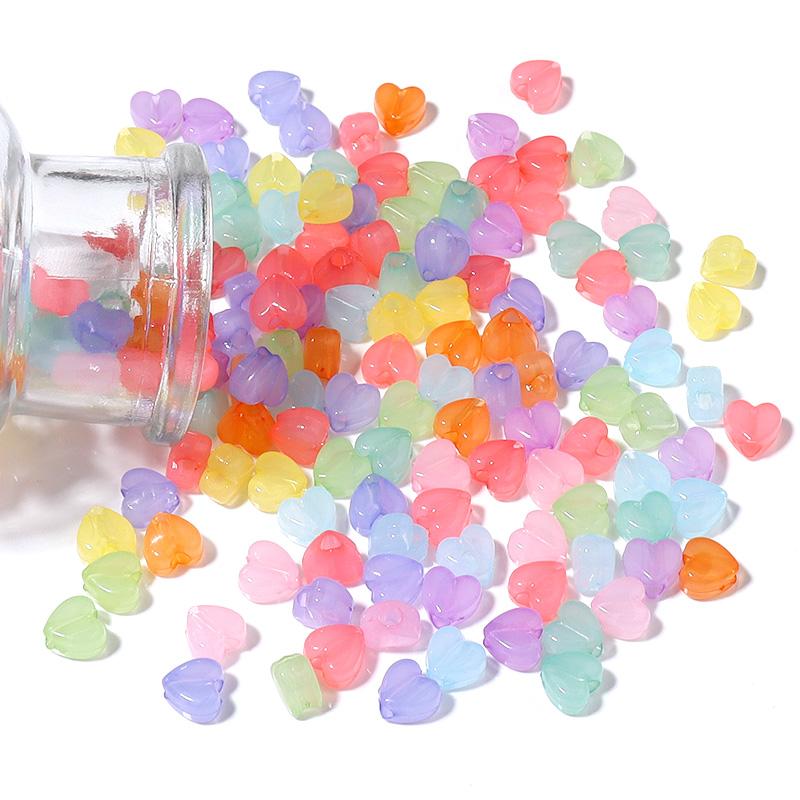 100/200pcs Candy Color Heart Acrylic Beads Star Shape Big Hole Loose Beads For Jewelry Making DIY Bracelets Necklace Accessories
