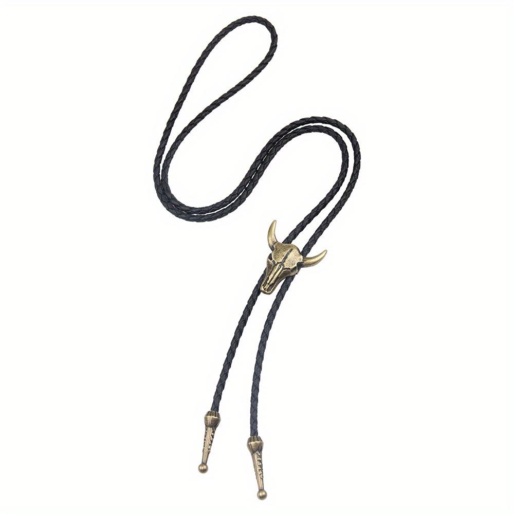 Mode Herren Leder Kuhkopf Bolo Tie Halskette Schmuck Retro Western Cowboy Herren Geschenke Krawatte Männer Accessoires