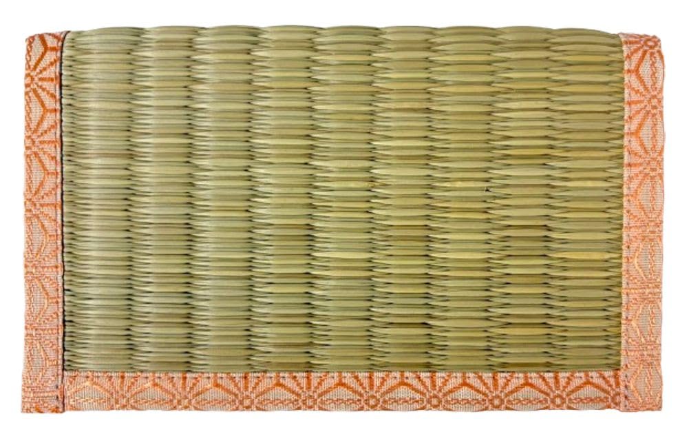 NANANA Long Wallet [Ryukyu Tatami & Hemp Leaf Pattern] [Pink Edge] Fabric Interior, 20cm
