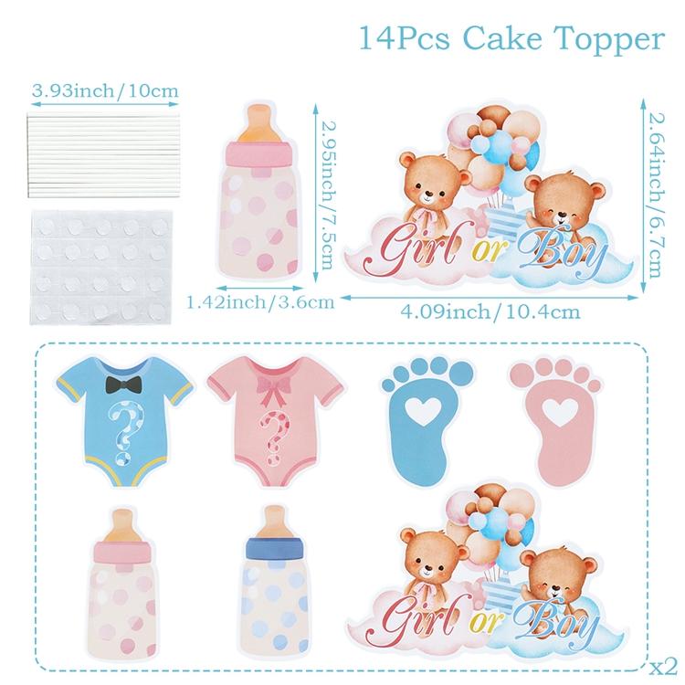 

12 шт., украшения для кексов для мальчиков или девочек, блестящий комбинезон-комбинезон для детского душа, день рождения, объявление пола, вечеринка, украшения для торта, принадлежности