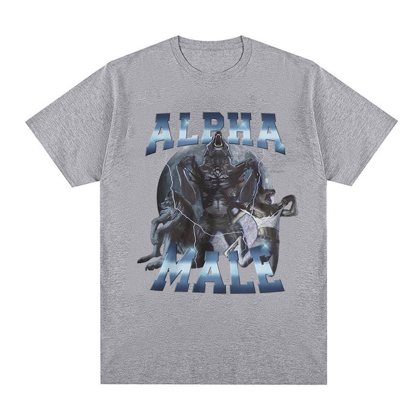 Limited Alpha Male Vintage Wolf Graphic T Shirts Men's Fashion Gothic Clothing T-shirt Funny Unisex 100% Cotton Oversized Tshirt