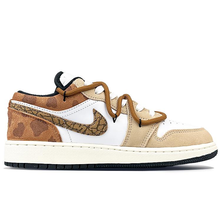 Jordan Air Jordan 1 Low Top Vintage Basketball Shoes Women's White Brown DZ5368-201(Team40-S-BOX)