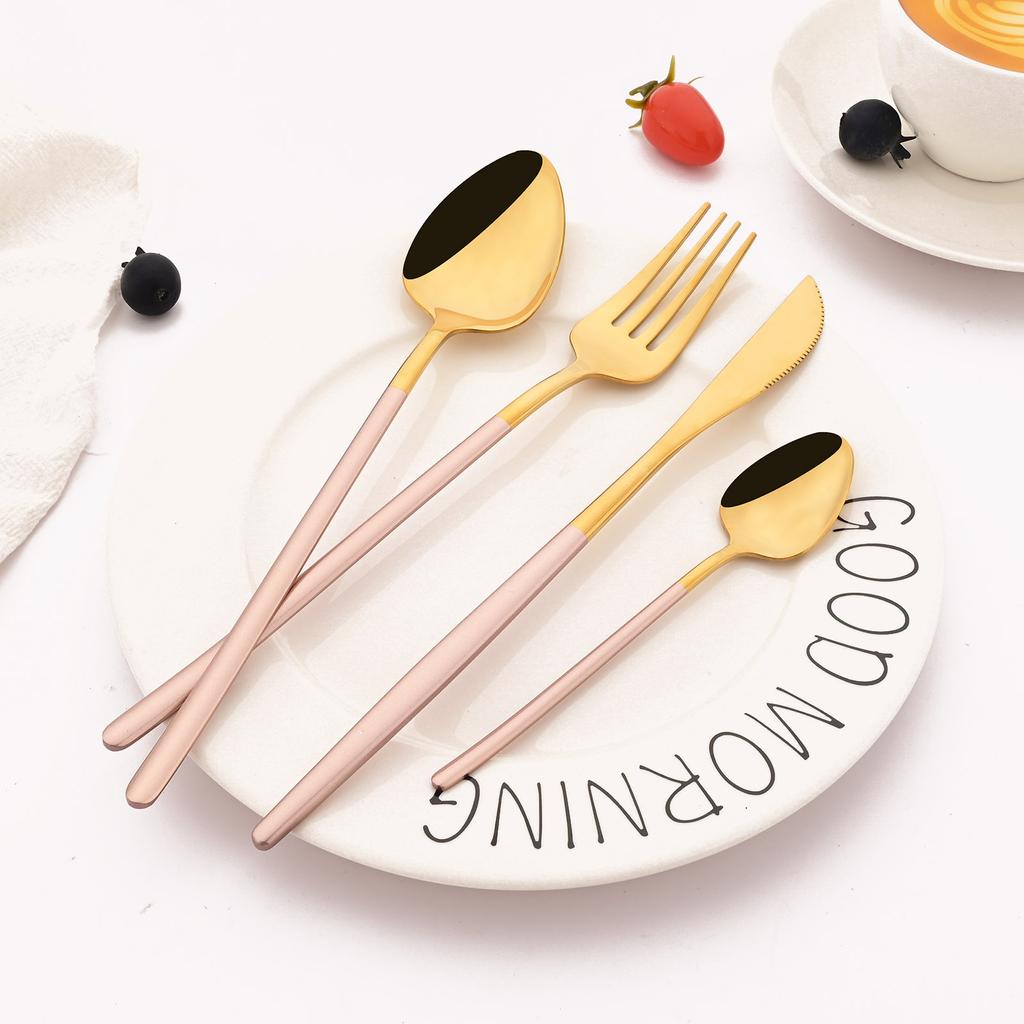 Rainbow 18/10 Stainless Steel Dinnerware Set Kitchen Flatware Tableware Sets Knife Fork Spoon Tea Spoon Cutlery Set Service for 6