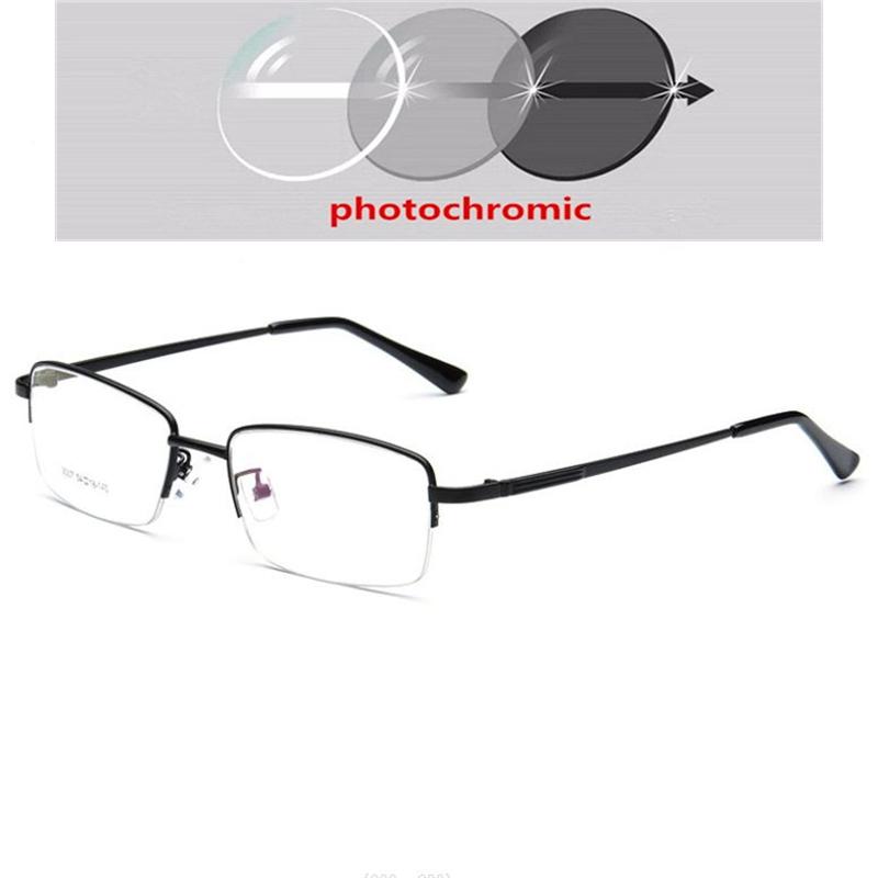 0 -0.5 -0.75 To -4.0 Half Frame Square Prescription Spectacles Men Semi-Rimless Presbyopic Eyeglasses Man 0 +0.5 To +4.0
