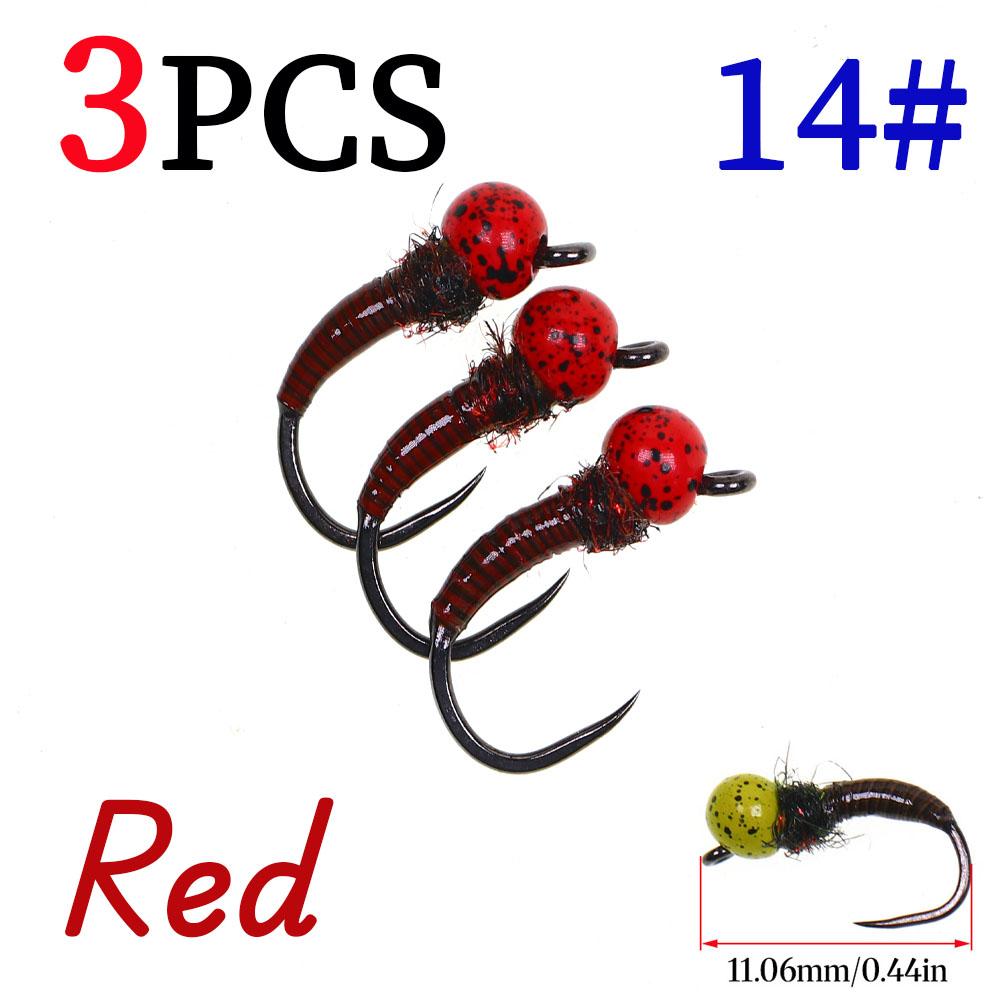 3pcs/4pcs #12 #14 Fast Sinking Offset Tungsten Beadhead Barbless Jig Perdigon Nymph Fly Fishing Trout Lures Black Spotted