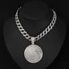 Hip Hop Alloy Letter Imbcak Pendant Necklace for Men, Street Cuban Chain Adorned with Diamonds, Basketball Necklace